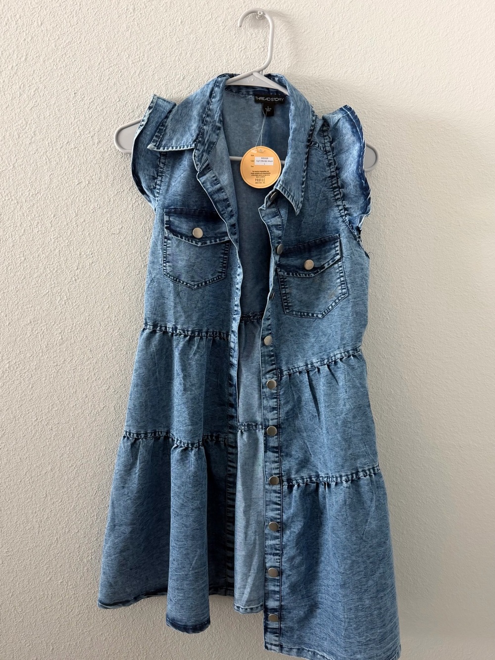 Ruffle Denim Midi Dress - Blue